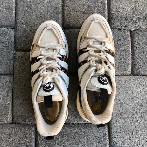 New MICHAEL Michael Kors Hero Cheetah Print Lace- Up Sneaker Trainers size 10 - Picture 12 of 15